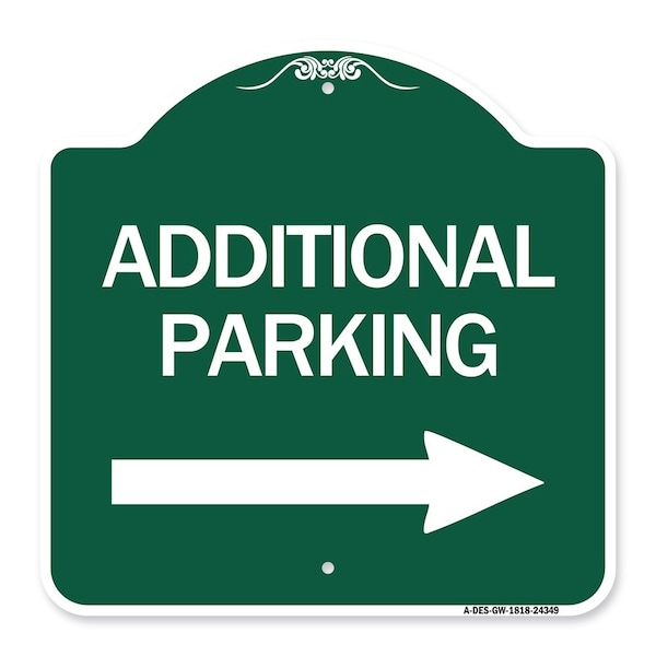 Additional Parking Sign Right Arrow, Green & White Aluminum Sign, 18" x 18", GW-1818-24349